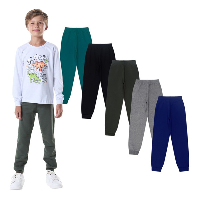 Kit 5 Calças Moletom Infantil Flanelada Roupa Menino Atacado Kit 5 Calças Moletom Infantil Flanelada Roupa Menino Atacado