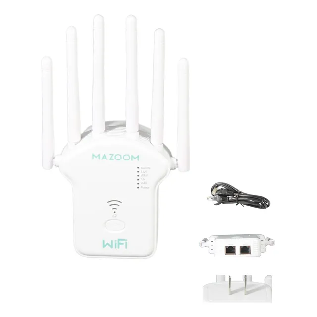 Mazoom E-u13 Router Wifi 1200mbps 2.4/5ghz Router Rompemuros Amplificador Wifi Extensor Rango Repetidor Señal De 6 Antena 127v Color Blanco