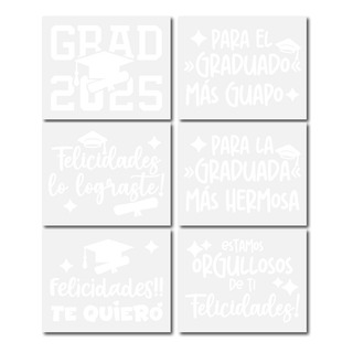 Vinil Sticker Adhesivo/graduación/2025/12 Pzs Blanco Vinil Sticker Adhesivo/graduación/2025/12 Pzs Blanco