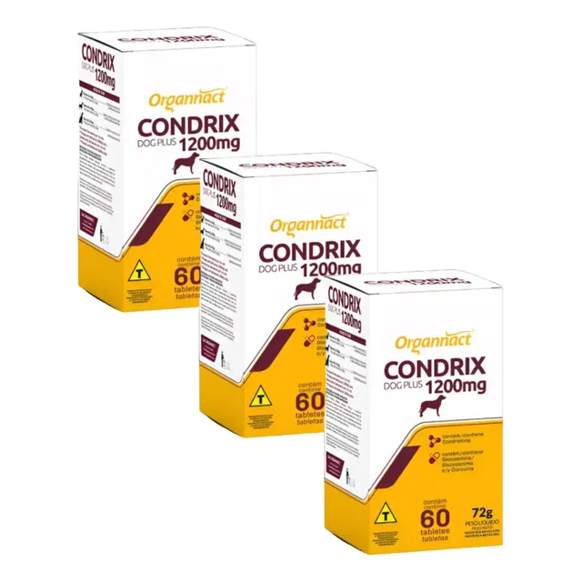 Kit C/3 Unidades Condrix Dog Tabs 72g 1200mg - Organnact