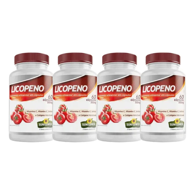 Licopeno, Vitamina C, Vitamina E, Colágeno E Selênio Kit - 4