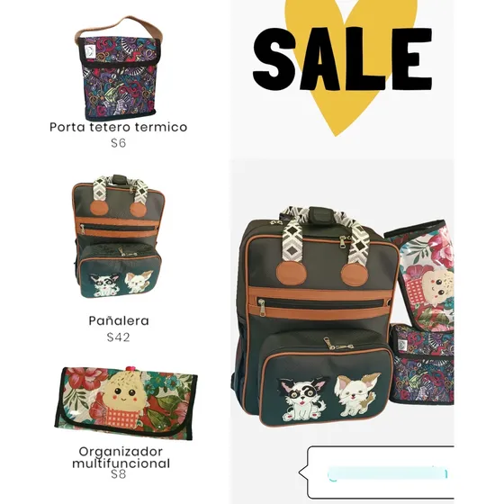 Pañalera Morral + Portatero Termico Y Organizador Multiple 