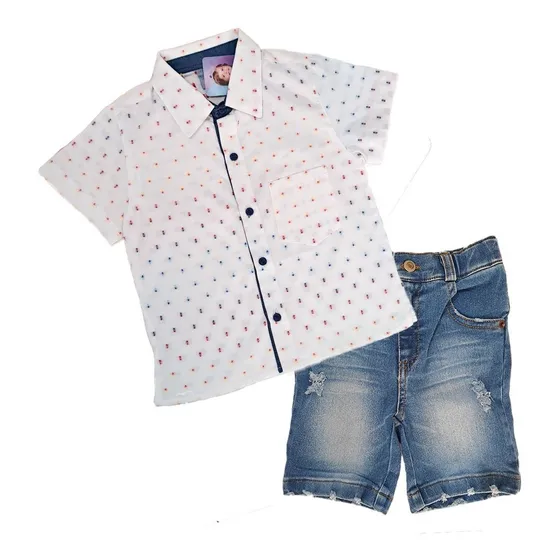 Conjunto De Niños Camisa Y Bermuda Jean Babsiboo Ref. 6382