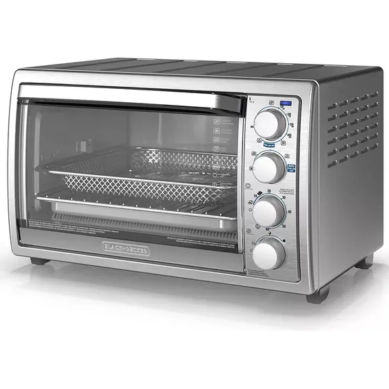 Horno Tostador Airfryer 7 En 1 Black Decker 1500w Acero Inox Plateado