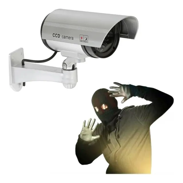Camara Seguridad Falsa Bala Luz Led Disuasiva Vijilancia Inf