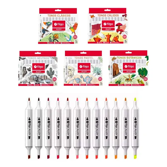 Marcadores X12 Fibrones Colores Doble Punta Filgo 1.0/1-6mm