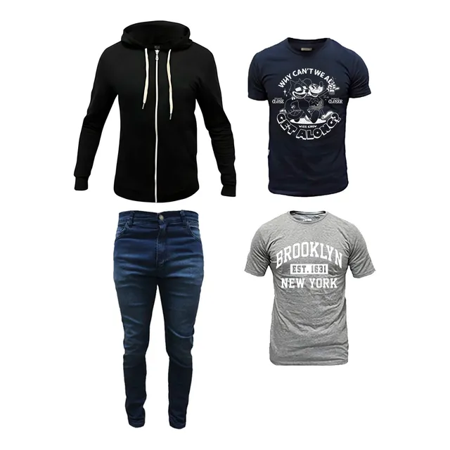 Campera Hombre + Jean Elastizado Chupin + Remeras Estampadas
