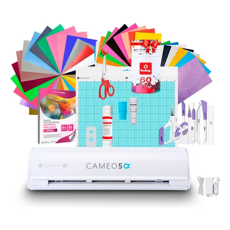 Kit Silhouette Cameo 5 + Full Insumos Y Regalos Ag10 Blanco