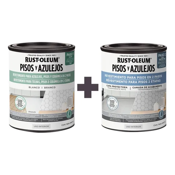 Kit Revestimiento Pisos Y Azulejos Base Blanca+protector Mat Acabado Mate Color Blanco