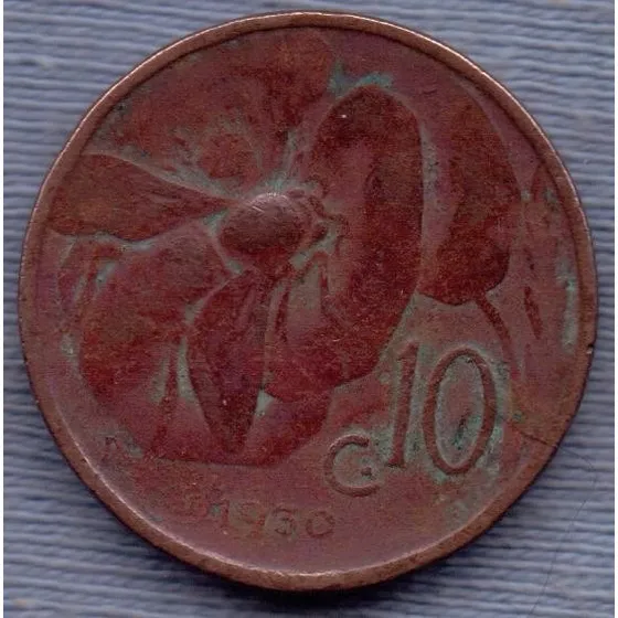 Italia 10 Centesimi 1930 * Abeja * Rey Vittorio Emanuele Iii
