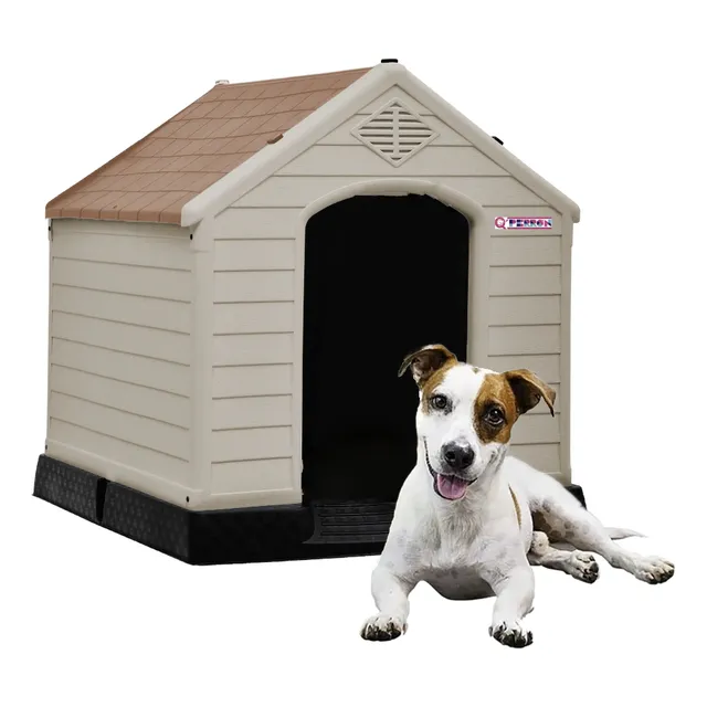 Casa Para Perro Q Perrón Raza Pequeña Térmica E Impermeable Color Beige