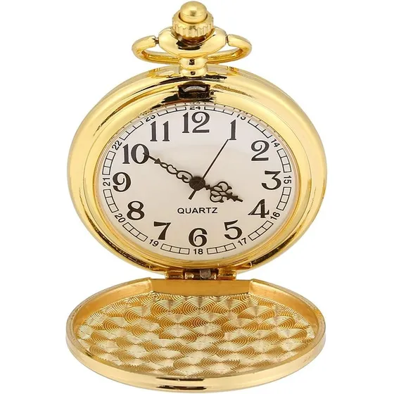 Colgante De Collar Reloj Bolsillo Antiguo Cuarzo Dorado