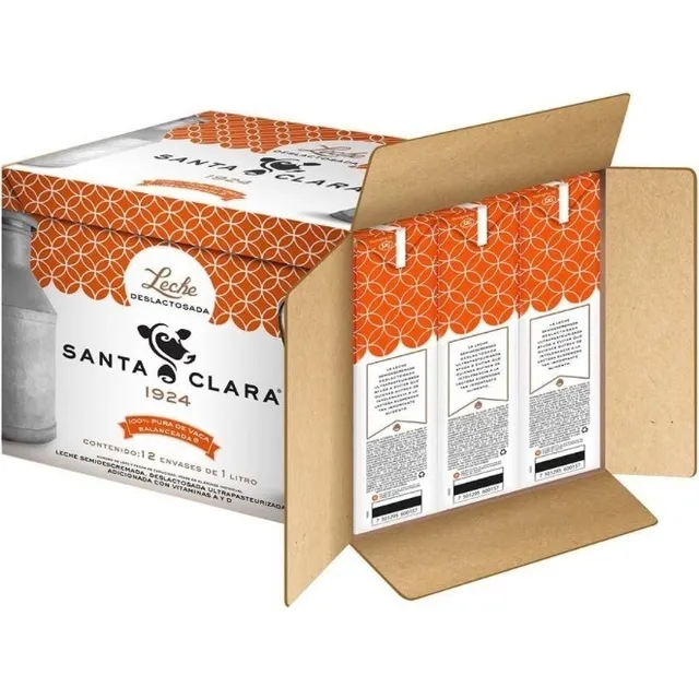 Leche Santa Clara Deslactosada Caja Con 12 Piezas De 1 Litro