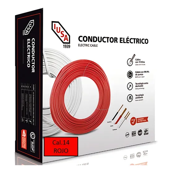 Iusa THHW-LS ROHS caja 100mts rojo cobre suave calibre 14