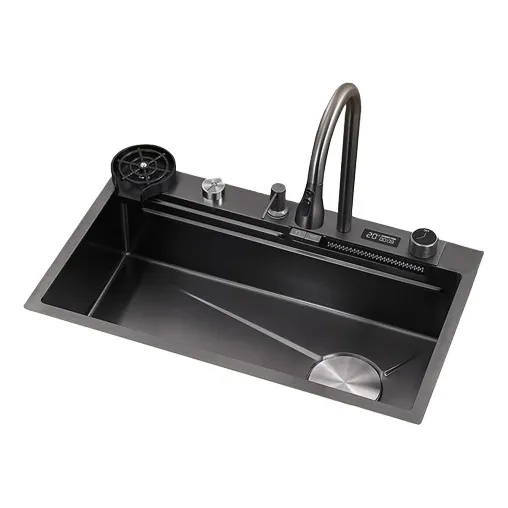 Fregadero Multifuncional Una Tina Acero Inox Negro Diamante