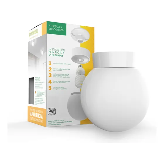 1 Lámpara Esfera 18cm Ø Diámetro Pantalla Cubrefoco Led&fluo