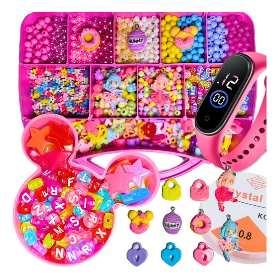 Kit Miçangas Infantil 3500 Pç Para Montar Pulseiras Bolinhas