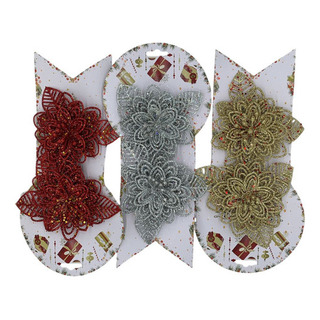 24 Flores Navideñas Ornamento Adornos Navidad Clip Gluitter 24 Flores Navideñas Ornamento Adornos Navidad Clip Gluitter