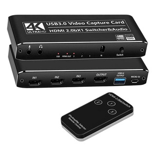 Placa De Captura Usb 3 Entradas Hdmi 4k + Microfone E Fone Placa De Captura Usb 3 Entradas Hdmi 4k + Microfone E Fone