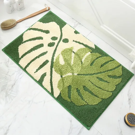 Tapete Baño Forma Hoja Ultra Absorbente Antideslizante 16 X