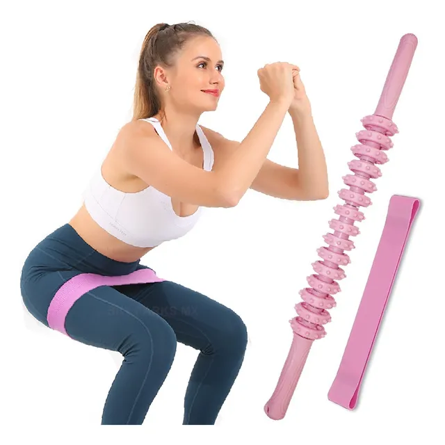 2 En 1 Rodillo Masaje Ejercitador Resorte Muscular Deportivo
