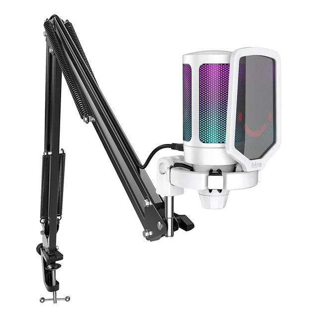Streaming Gaming Usb Microphone Fifine A6t White W/ Accesori