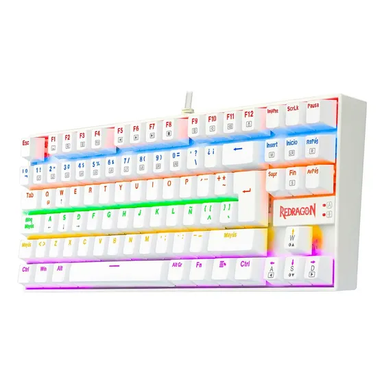 Teclado Redragon Kumara K552 Rainbow Blanco Switch Rojo Idioma Español Latinoamérica