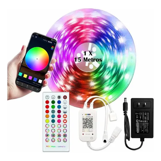 .. Luz Led Colorida Rgb Strip 5050 Bluetooth 15m