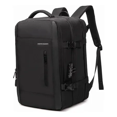 Mochila De Viagem Com Cadeado Anti-furto Expansível Commuter Preto Liso