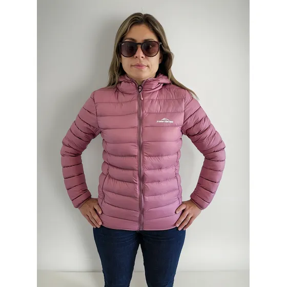 Campera Mujer Invierno Inflable Impermeable Capucha Bolsa