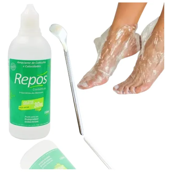 Amaciante De Cutículas Repos + Espátula P/ Calo + 10 Botinha