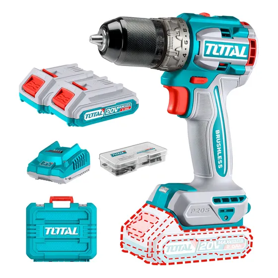 Taladro 20v Brushless +2bat + Carg + Maletin Total Tdli20602 Color Turquesa