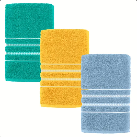Kit 3 Toalha De Banho Felpuda Macia 100% Algodão Teka Escala