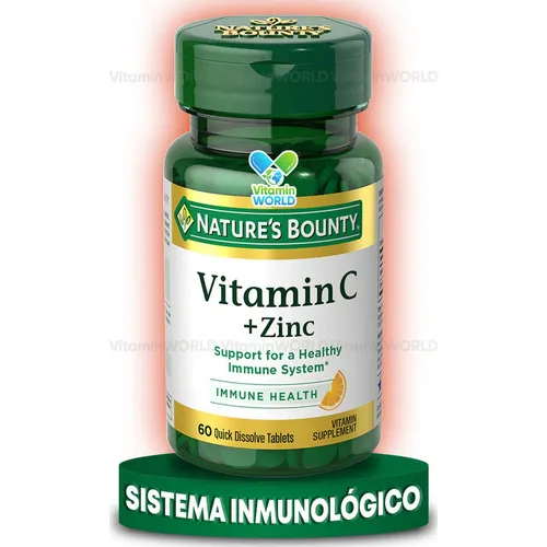 Nature's Bounty Vitamina C + Zinc 60 Tabletas Solubles Sabor Naranja