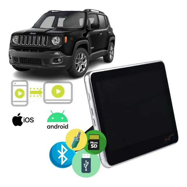Tela 8 Acoplar Encosto Cabeça Touch Usb Sd Jeep Renegad