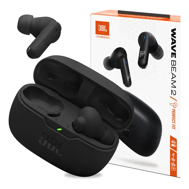 Fone Ouvido Sem Fio Jbl Wave Beam 2 Preto Cancela Ruído Nf-e