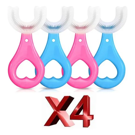 4 Cepillos De Dientes Forma U Cerdas Silicona Para Niños