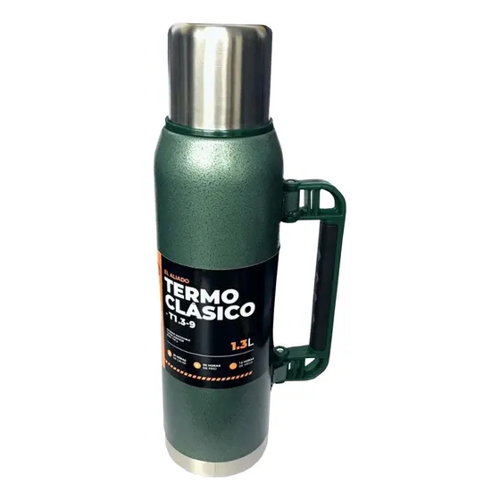 Termo Lusqtoff Ac Inox 1.3 Lts Tl1.3-9 Tapon Cebador Verde Color Verde oscuro
