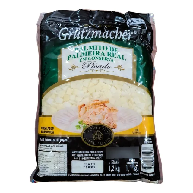 Palmito De Palmeira Real Picado Em Conserva 1,2kg Economico