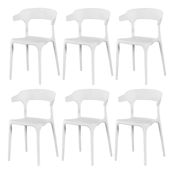 Set X6 Silla Plastico Reforzada Apilable Comedor Exterior !