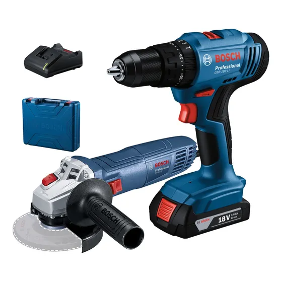 Taladro Percutor 3/8  Gsb 183 + Amoladora Angular 710w Bosch