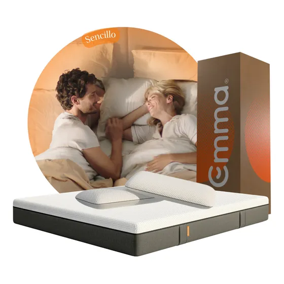 Colchón Emma Original Individual + 2 Pack Almohadas Memory Adapt Queen | Suave Y Adaptable | Espuma Viscoelástica | Corrige Tu Postura | Tecnología Alemana | Colchón En Caja | 100x190x25cm