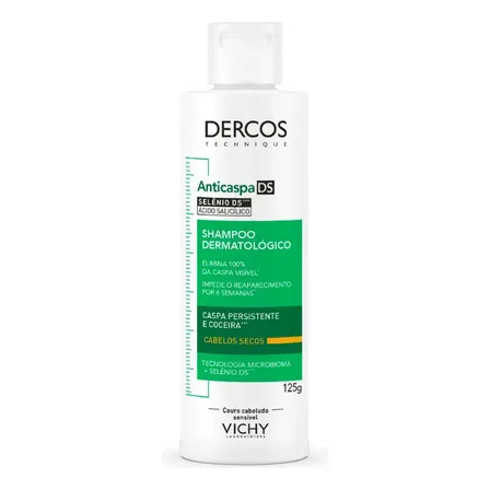 Shampoo Anticaspa Intensivo Para Cabelos Secos Dercos Vichy 125g
