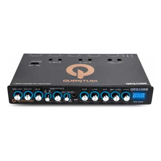 Ecualizador Paramétrico de Audio Para Automóvil Quantum Audio QEQ10BE Q Series 5 Bandas Con Crossover Y Control De Bajos Color Negro