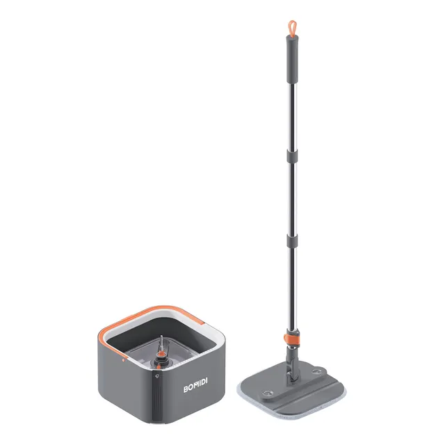 BOMIDI Trapeadores Giratorios Microfibra Mop Cubeta Doble Capa Con Drenaje Y Cepillo De Limpieza