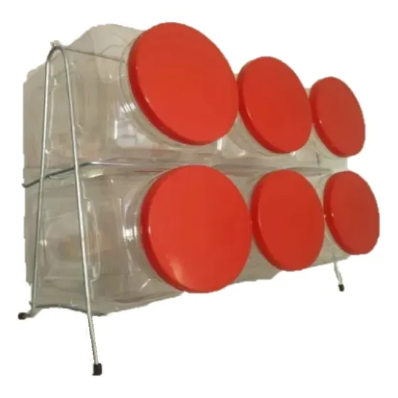 Baleiro De Plastico Transparente 6 Bocas Vermelho