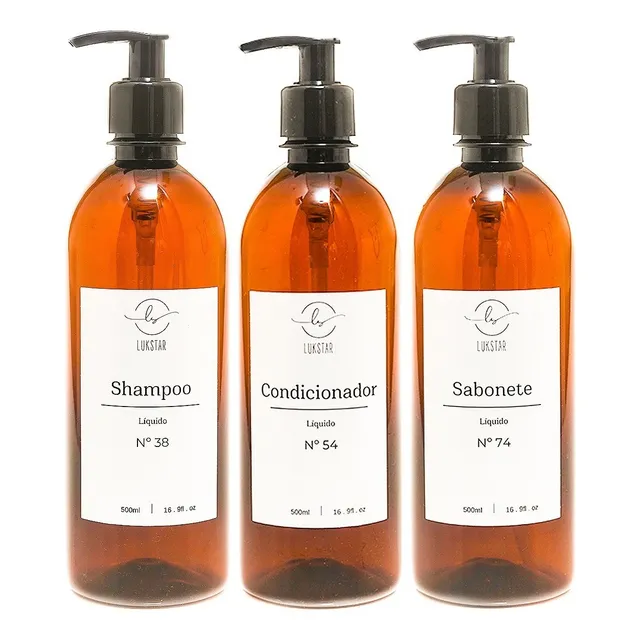 Kit Banheiro Ambar Shampoo Condicionador Sabonete 500ml Luxo