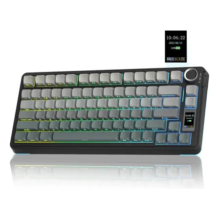 Teclado Gamer Aula S75 Pro Wireless Trimodo Sw Star Vector Rgb Negro Degrade Con Pantalla Personalizable