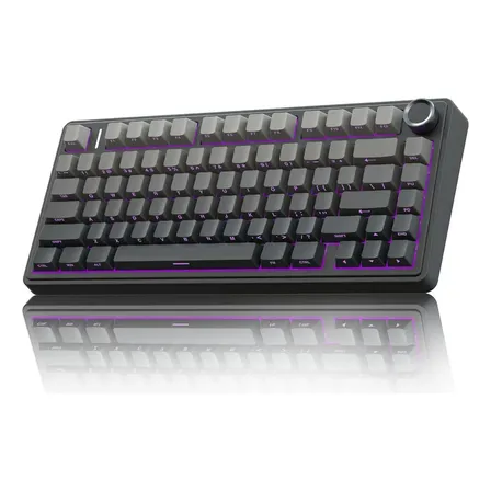Aula F75 Pro Teclado Mecánico Inalámbrico, 75% Teclado Mecánico Rgb De 2,4 Ghz/usb-c/bt5.0, Teclado Gamer Intercambiable Con Interruptores Prelubricados Y Teclas Pbt Gris Inglés Us