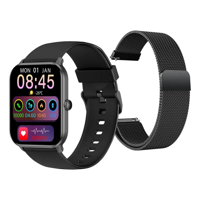 Smartwatch Negro Reloj Inteligente Nictom NT14 Llamadas Clasic - Malla Milanese Acero Inoxidable, Pantalla Táctil, Resistente al Agua, Bluetooth IP68